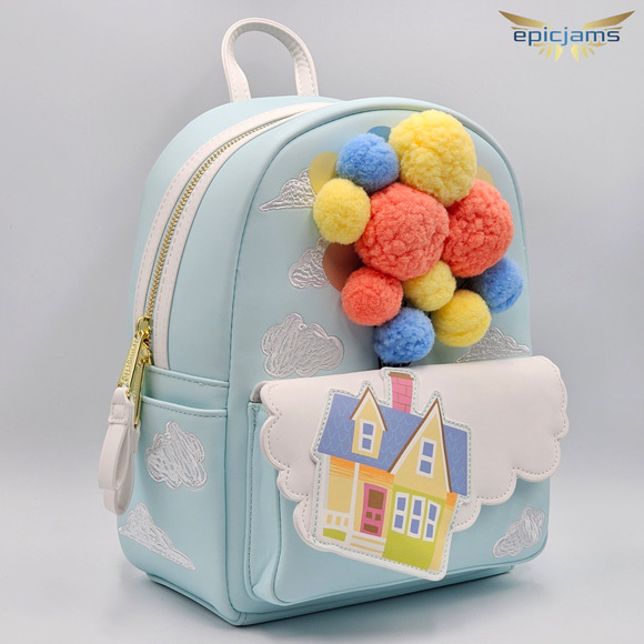 Loungefly Disney Pixar Up Floating House Pom Pom Blue Mini Backpack Bag New - Picture 2 of 7
